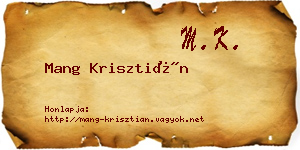 Mang Krisztián névjegykártya